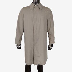 Vintage London Fog Khaki Button Down Trench Coat With Faux Fur Liner 40L